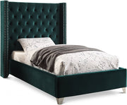Aiden Velvet Twin Bed Green - Gate FurnitureTwin Bed