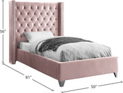 Aiden Velvet Twin Bed Pink - Gate FurnitureTwin Bed