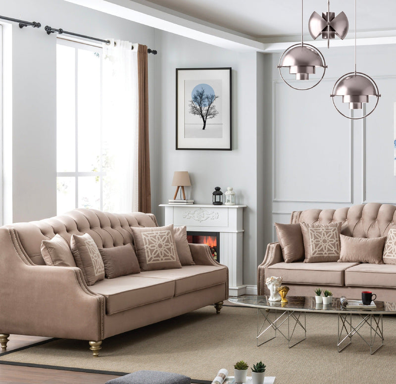 Alabama 87 in. Sofa in Light Brown / Beige - Gate FurnitureSofa