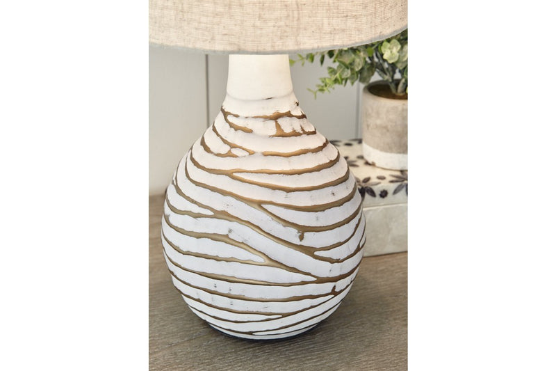 Aleela White/Gold Finish Table Lamp - Gate FurnitureTable Lamp