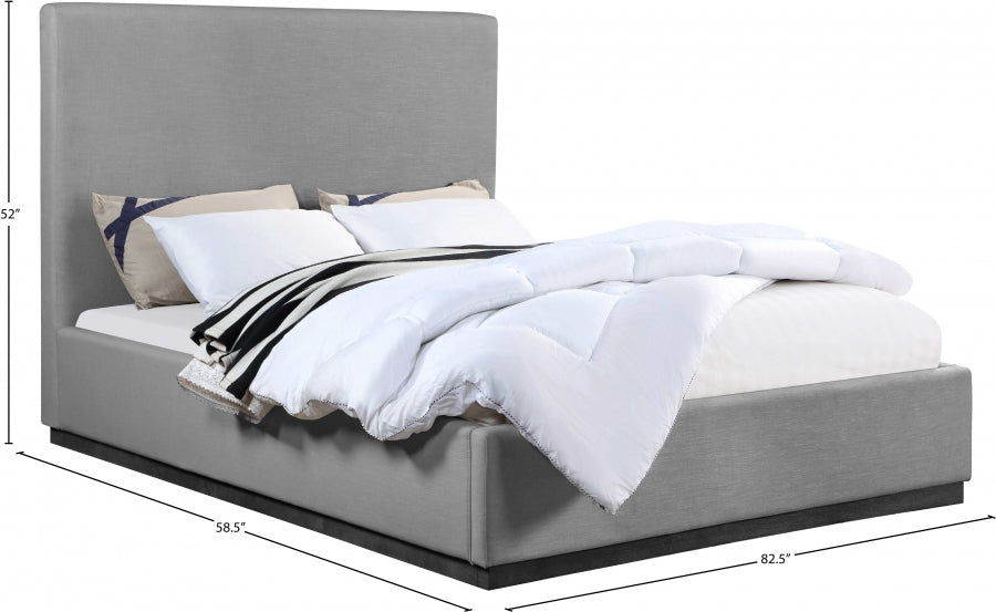 Alfie Linen Textured Fabric Full Bed Grey - AlfieGrey-F