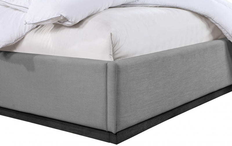 Alfie Linen Textured Fabric King Bed Grey - Gate FurnitureKing Bed