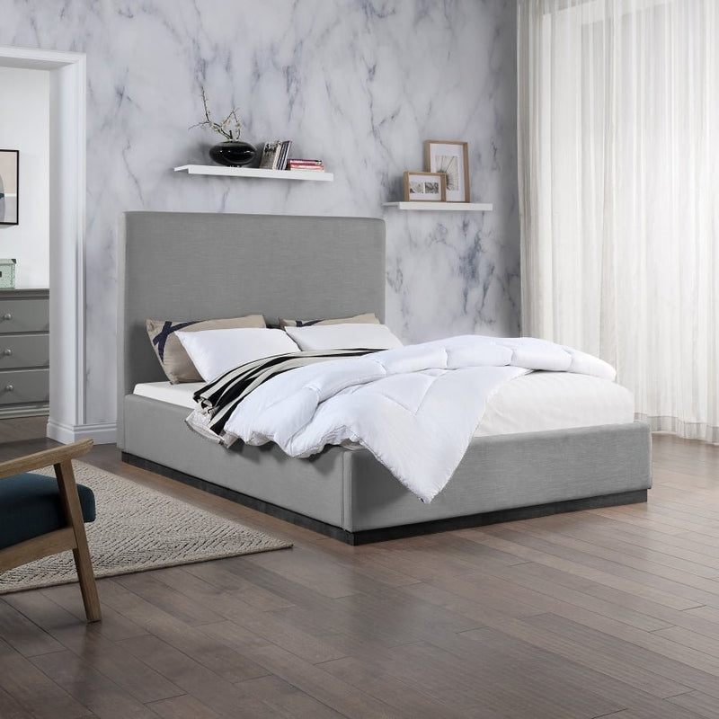 Alfie Linen Textured Fabric King Bed Grey - Gate FurnitureKing Bed