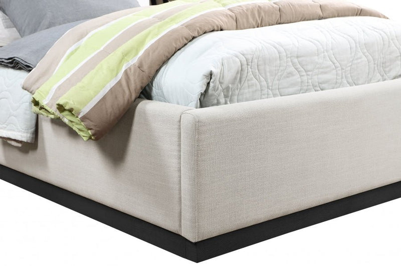 Alfie Linen Textured Fabric Twin Bed Beige - Gate FurnitureTwin Bed