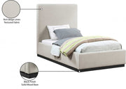 Alfie Linen Textured Fabric Twin Bed Beige - Gate FurnitureTwin Bed