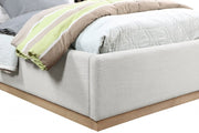 Alfie Linen Textured Fabric Twin Bed Cream - Gate FurnitureTwin Bed