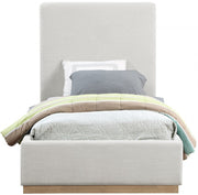 Alfie Linen Textured Fabric Twin Bed Cream - Gate FurnitureTwin Bed