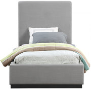 Alfie Linen Textured Fabric Twin Bed Grey - Gate FurnitureTwin Bed