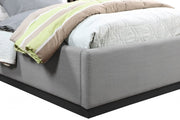Alfie Linen Textured Fabric Twin Bed Grey - Gate FurnitureTwin Bed