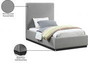 Alfie Linen Textured Fabric Twin Bed Grey - Gate FurnitureTwin Bed