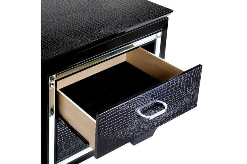 Allura Black LED Nightstand - Gate FurnitureNightstand