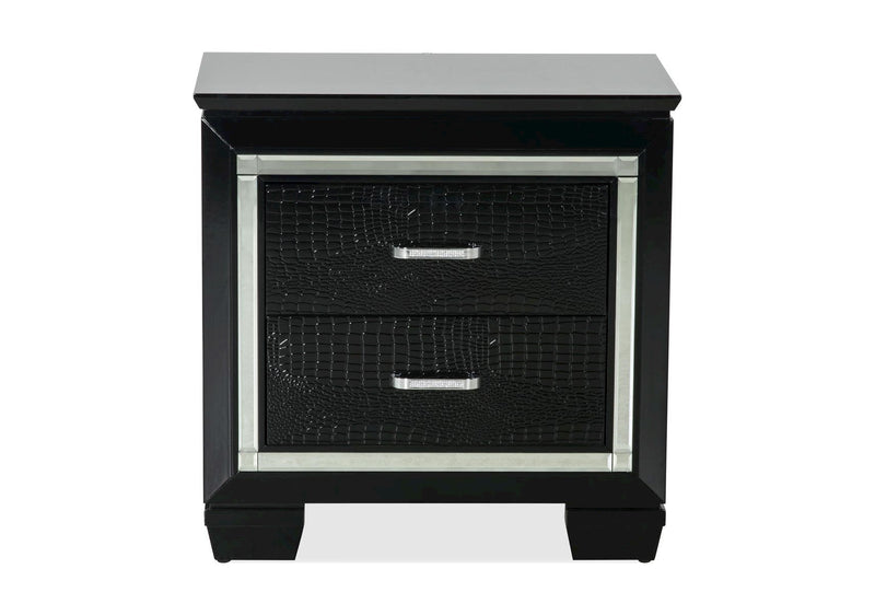 Allura Black LED Nightstand - Gate FurnitureNightstand