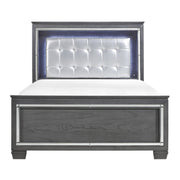Allura Gray LED King Panel Bed - Gate FurnitureKing Bed
