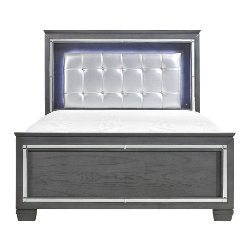 Allura Gray LED King Panel Bed - Gate FurnitureKing Bed