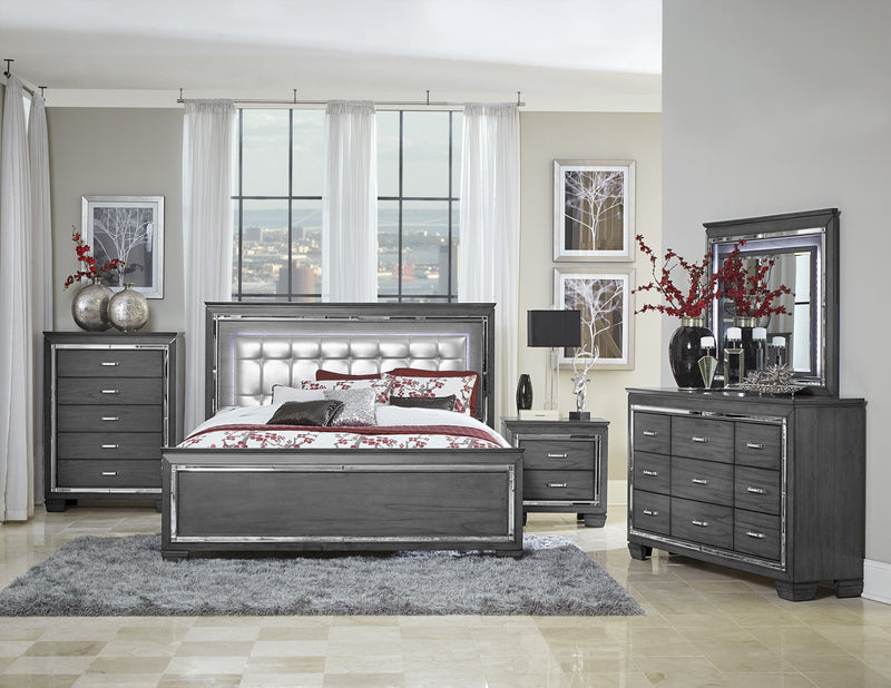 Allura Gray LED Nightstand - Gate FurnitureNightstand