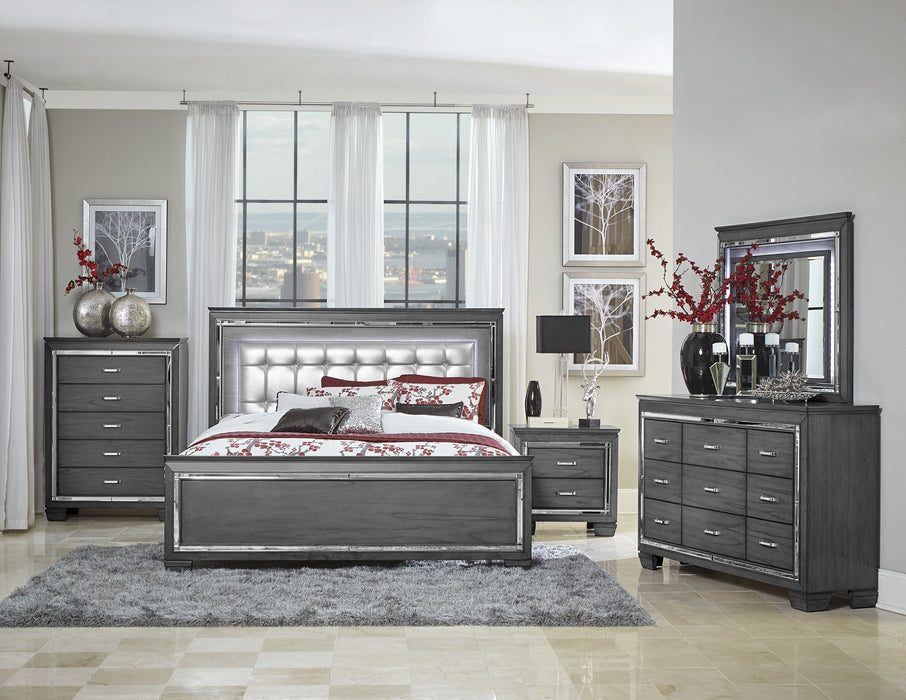 Allura Gray LED Queen Panel Bed - 1916GY-1 - Gate Furniture