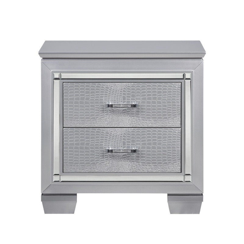 Allura Silver LED Nightstand - Gate FurnitureNightstand