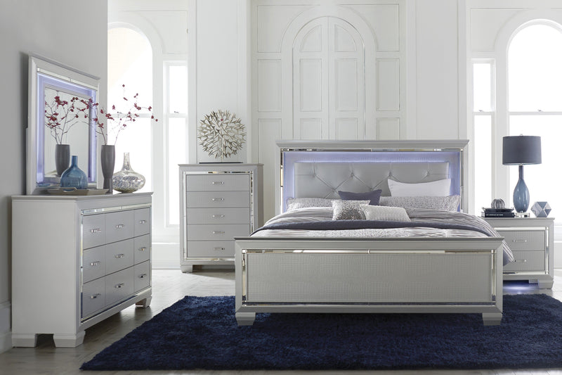 Allura Silver LED Upholstered Panel Bedroom Set - Gate FurnitureBedroom Set