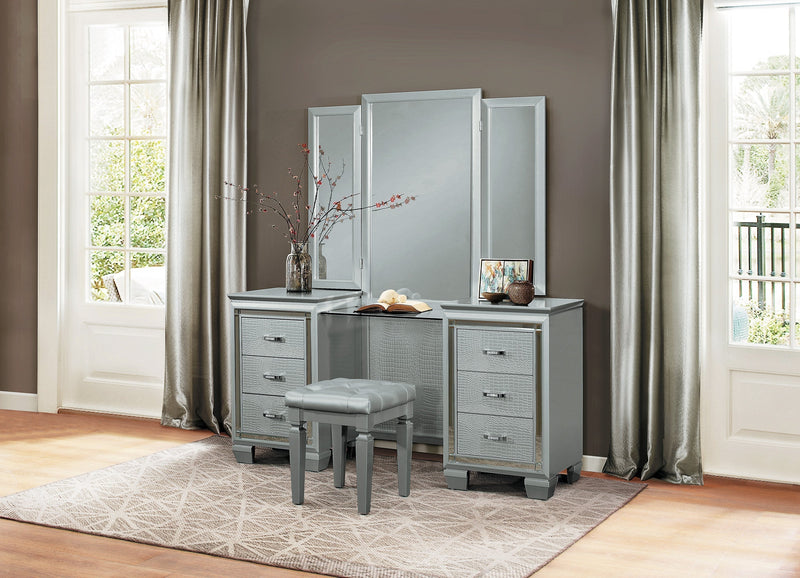 Allura Silver Vanity Set with Stool - Gate FurnitureVanity