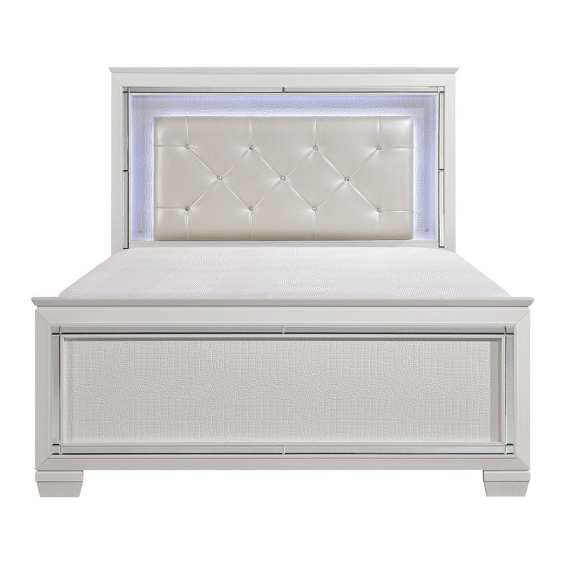 Allura White LED King Panel Bed - Gate FurnitureKing Bed