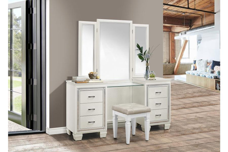 Allura White Vanity Set with Stool - Gate FurnitureVanity