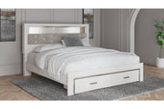 Altyra White King Upholstered Bookcase Bed with Storage - Gate FurnitureKing Bed