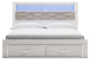 Altyra White King Upholstered Bookcase Bed with Storage - Gate FurnitureKing Bed