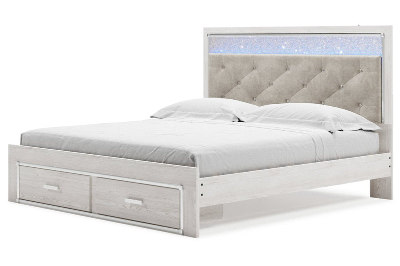 Altyra White King Upholstered Storage Bed - Gate FurnitureKing Bed