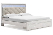 Altyra White King Upholstered Storage Bed - Gate FurnitureKing Bed