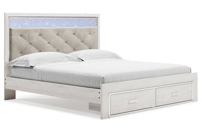 Altyra White King Upholstered Storage Bed - Gate FurnitureKing Bed