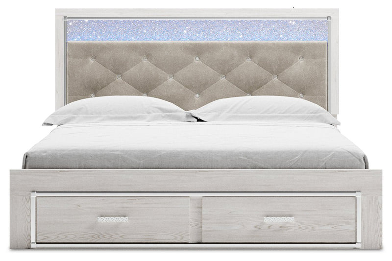 Altyra White King Upholstered Storage Bed - Gate FurnitureKing Bed