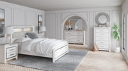 Altyra White LED Bookcase Upholstered Panel Bedroom Set - Gate FurnitureBedroom Set
