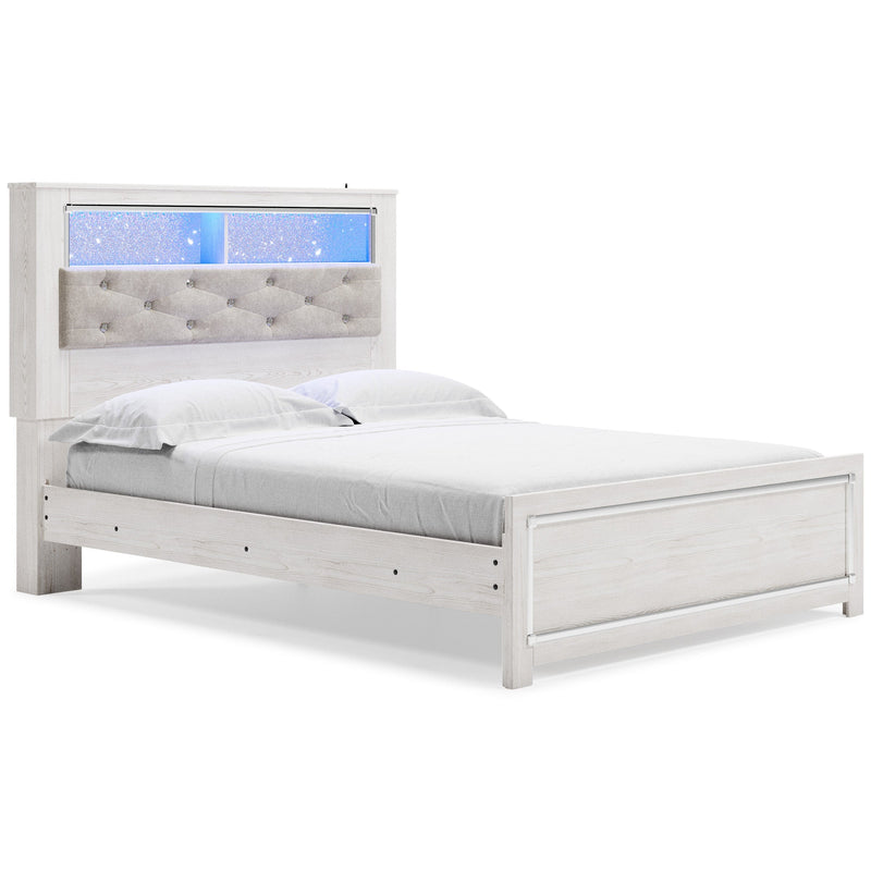 Altyra White LED Bookcase Upholstered Panel Bedroom Set - Gate FurnitureBedroom Set