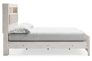 Altyra White Upholstered Bookcase LED King Panel Bed - Gate FurnitureKing Bed