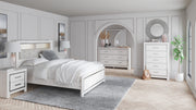 Altyra White Upholstered Bookcase LED Panel Bedroom Set - Gate FurnitureBedroom Set