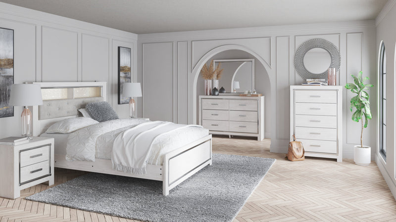 Altyra White Upholstered Bookcase LED Panel Bedroom Set - Gate FurnitureBedroom Set