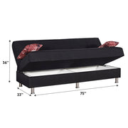 Amsterdam 75 in. Convertible Sleeper Sofa in Black with Storage - Gate FurnitureSleeper Sofa