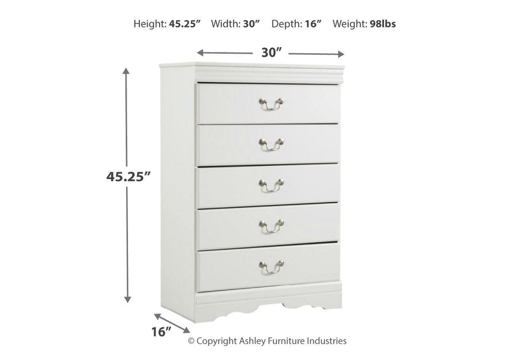 Anarasia White Chest of Drawers - B129-46 - Gate Furniture