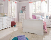 Anarasia White Twin Sleigh Bed - Gate FurnitureTwin Bed