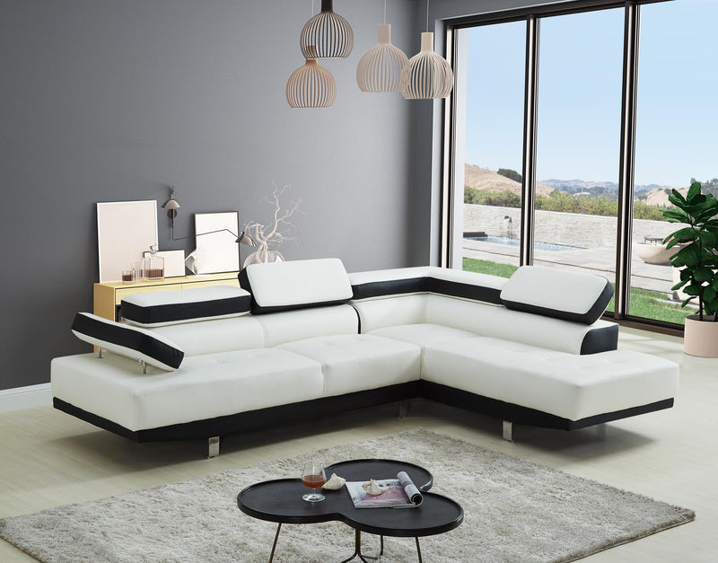 Antares White - Black Modern Sectional - Gate FurnitureSectional