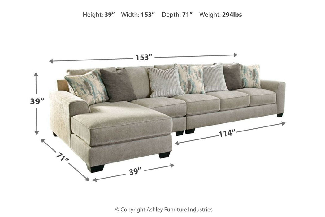 Ardsley Pewter 3 - Piece Large LAF Sofa Chaise - Gate FurnitureSectional