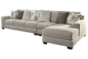 Ardsley Pewter 3 - Piece Large RAF Sofa Chaise - Gate FurnitureSectional