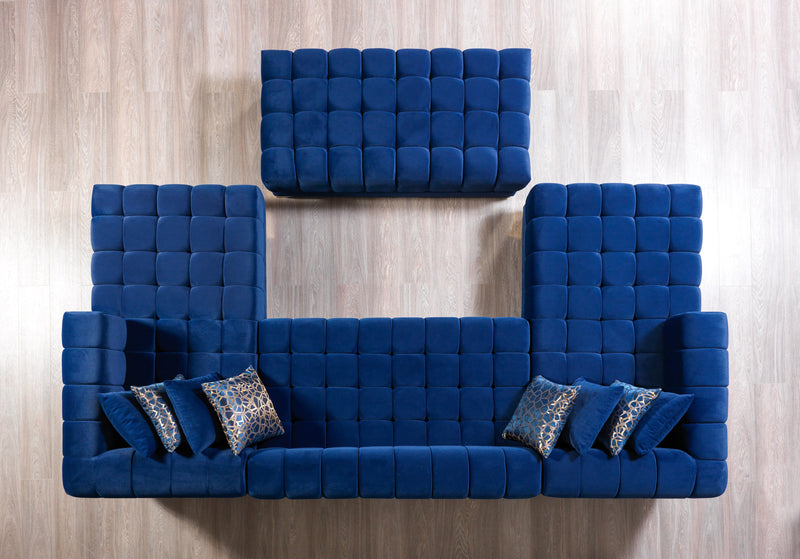 Ariana Blue Velvet Double Chaise Sectional - Gate FurnitureSectional