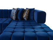 Ariana Blue Velvet Double Chaise Sectional - Gate FurnitureSectional