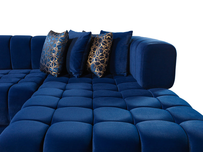 Ariana Blue Velvet Double Chaise Sectional - Gate FurnitureSectional