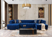 Ariana Blue Velvet Double Chaise Sectional - Gate FurnitureSectional