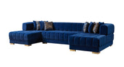 Ariana Blue Velvet Double Chaise Sectional - Gate FurnitureSectional