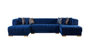 Ariana Blue Velvet Double Chaise Sectional - Gate FurnitureSectional