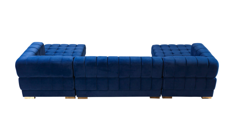 Ariana Blue Velvet Double Chaise Sectional - Gate FurnitureSectional