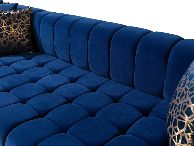 Ariana Blue Velvet Double Chaise Sectional - Gate FurnitureSectional